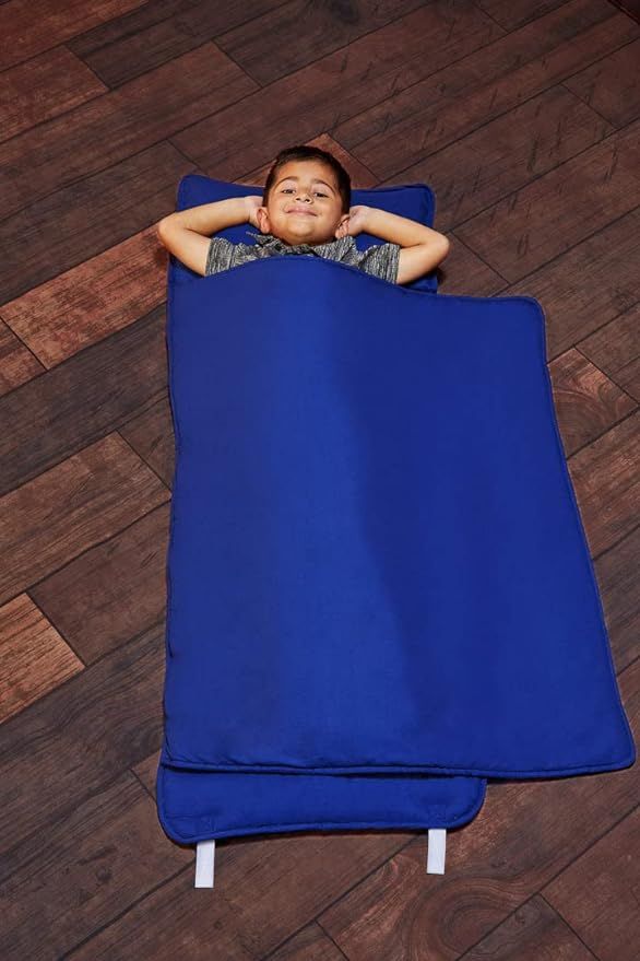 EVERYDAY KIDS Toddler Nap Mat with Removable Pillow - Navy - Carry Handle with Straps Closure, Ro... | Amazon (US)