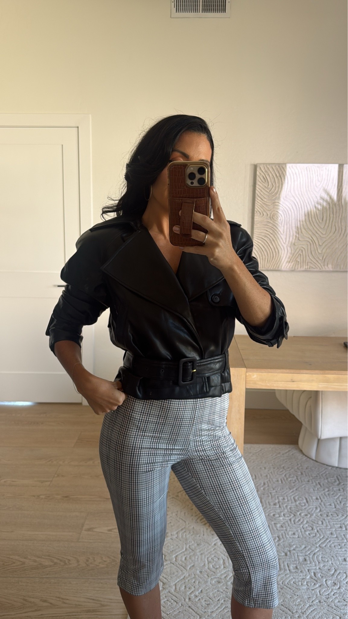 @macys cropped belted leather jacket size XS 

Black jacket 
Fall coats

#LTKSeasonal #LTKgrwm #LTKootd