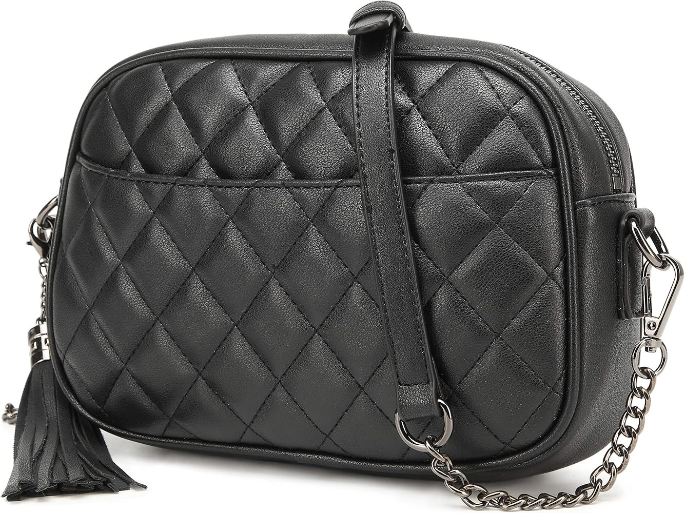 lola mae Quilted Crossbody Bag, Medium Lightweight Shoulder Purse Top Zipper Tassel Accent | Amazon (US)