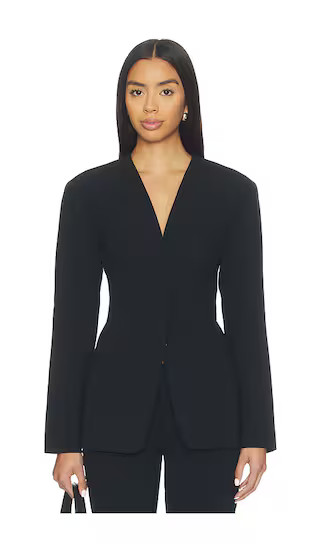 x Coco Unne Polished Crepe Blazer in Black | Revolve Clothing (Global)