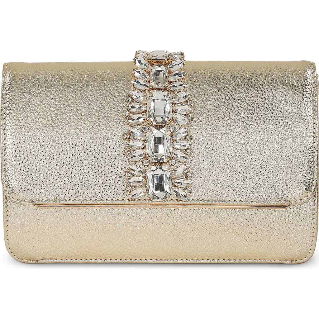 Jewel Badgley Mischka Lux Faux Leather Envelope Clutch in Gold at Nordstrom, Size Small | Nordstrom