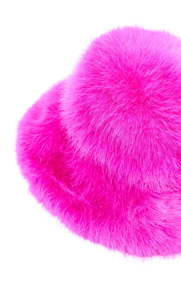 Bright Pink Faux Fur Fluffy Bucket Hat | PrettyLittleThing US