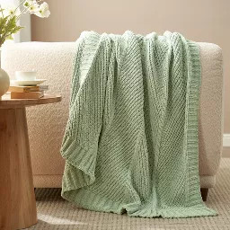Chenille Chunky Knit Chevron Throw Blanket, 60"x 80", Sage Green-Amelie Home | Target