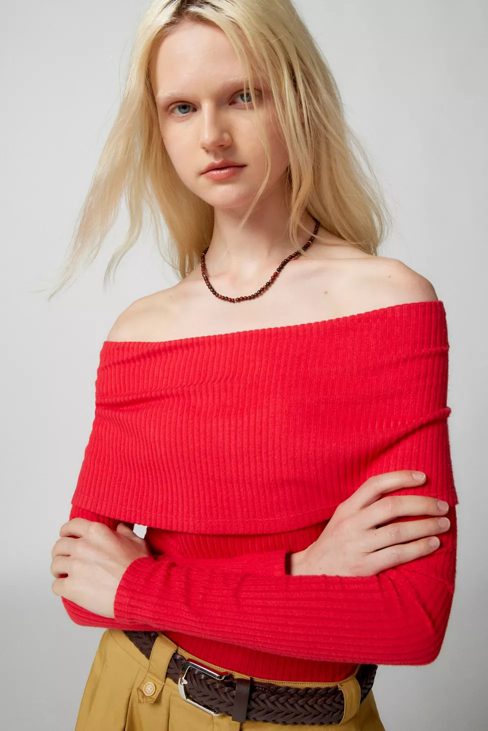 UO Hailey Foldover Off-The-Shoulder Long Sleeve Top | Urban Outfitters (US and RoW)