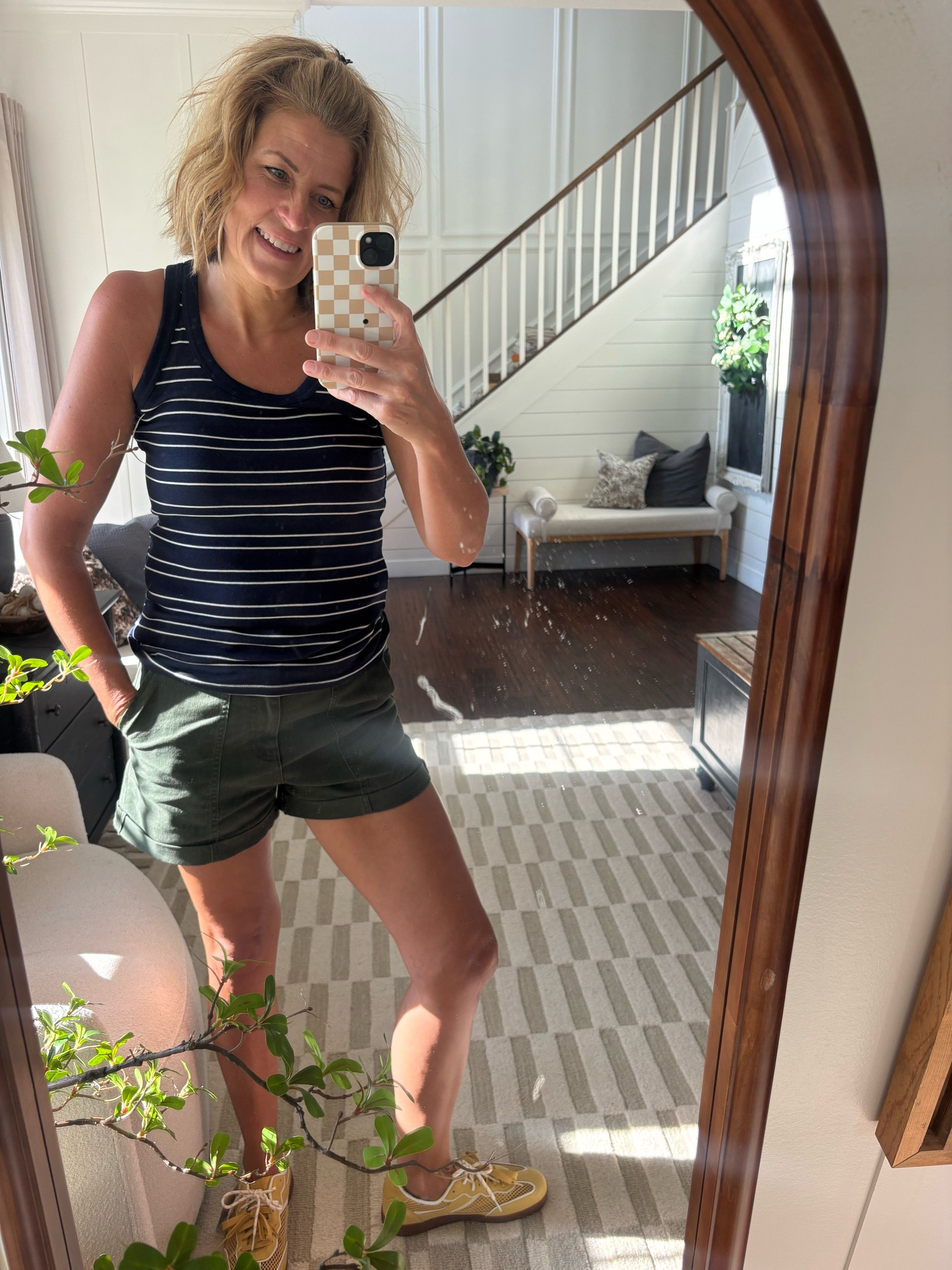 OOTD - I sized up in the shorts and sized down a 1/2 size in the shoes. Tanks is TTS.

#LTKTall #LTKSaleAlert #LTKOver40