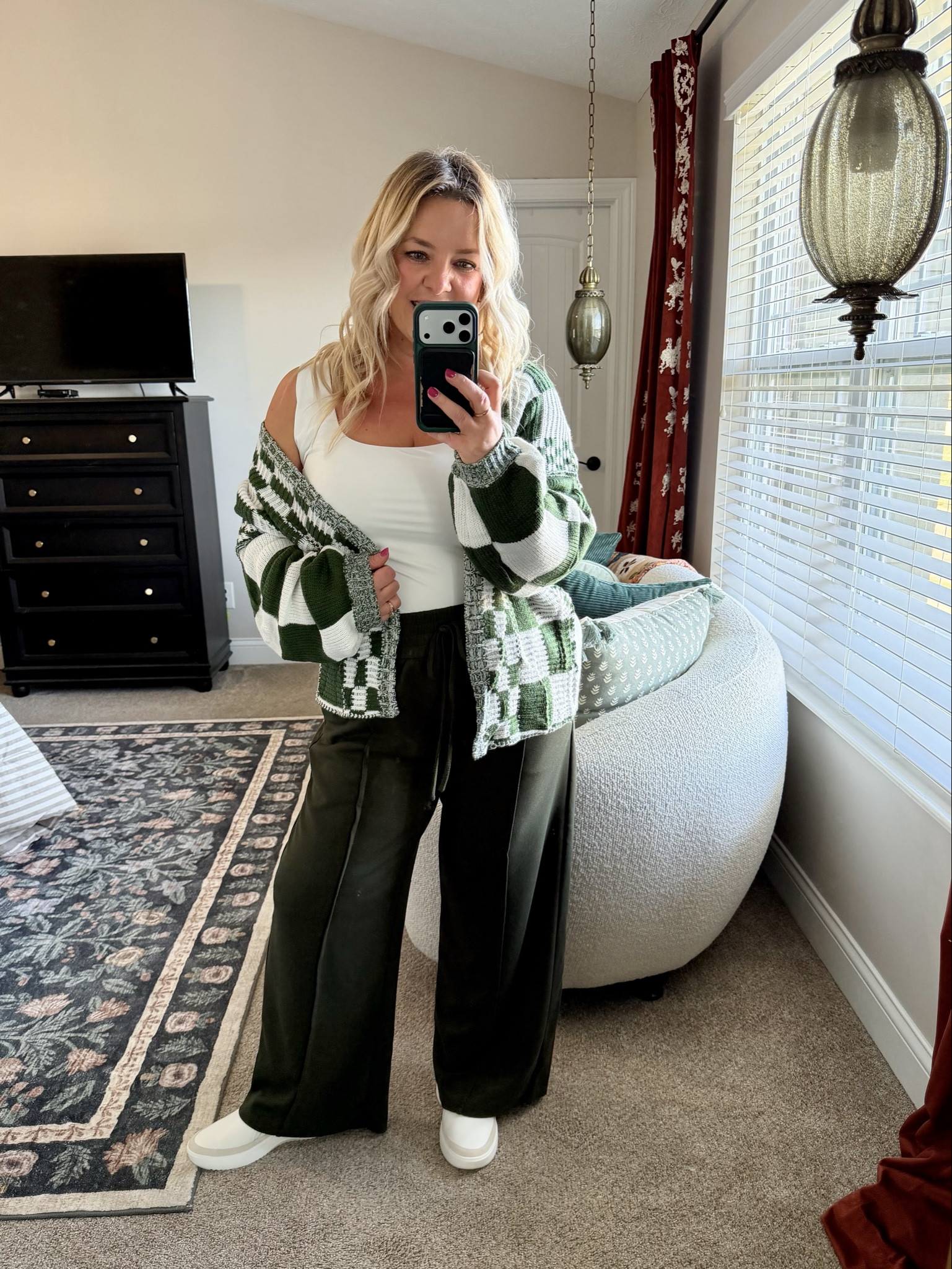 Give me alllll the cute, casual outfits this winter! I am loving a colorful pant + coordinating top/sweater, just so easy to throw on & look put together! Everything here is from Amazon! Wearing my true lg in the pants & I sized down to a med in the sweater.

#LTKMidsize #LTKPetite #LTKOver40