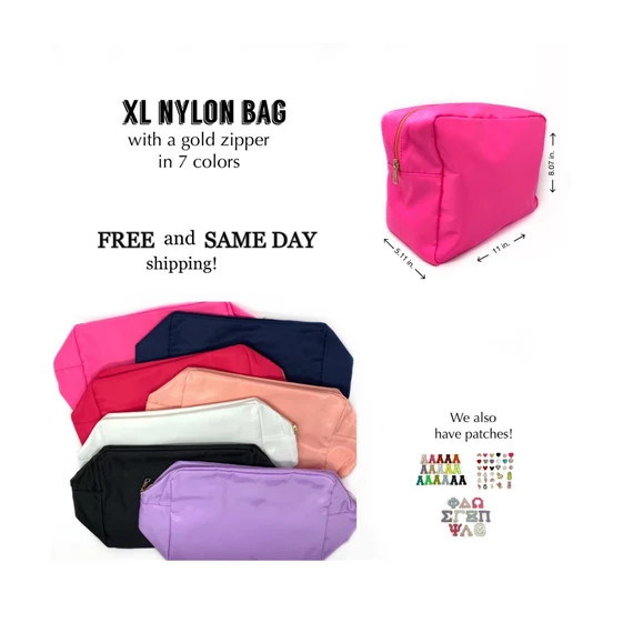 XL Nylon Bag Make up Pouch Cosmetic Bag  Bag for Patches  | Etsy | Etsy (US)