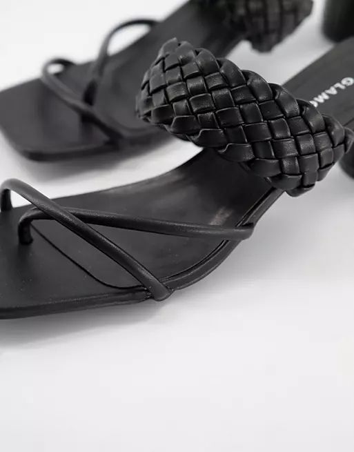 Glamorous heeled sandals with woven detail in black | ASOS (Global)