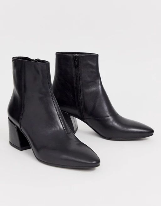 Vagabond Olivia black leather pointed mid heeled ankle boots | ASOS (Global)