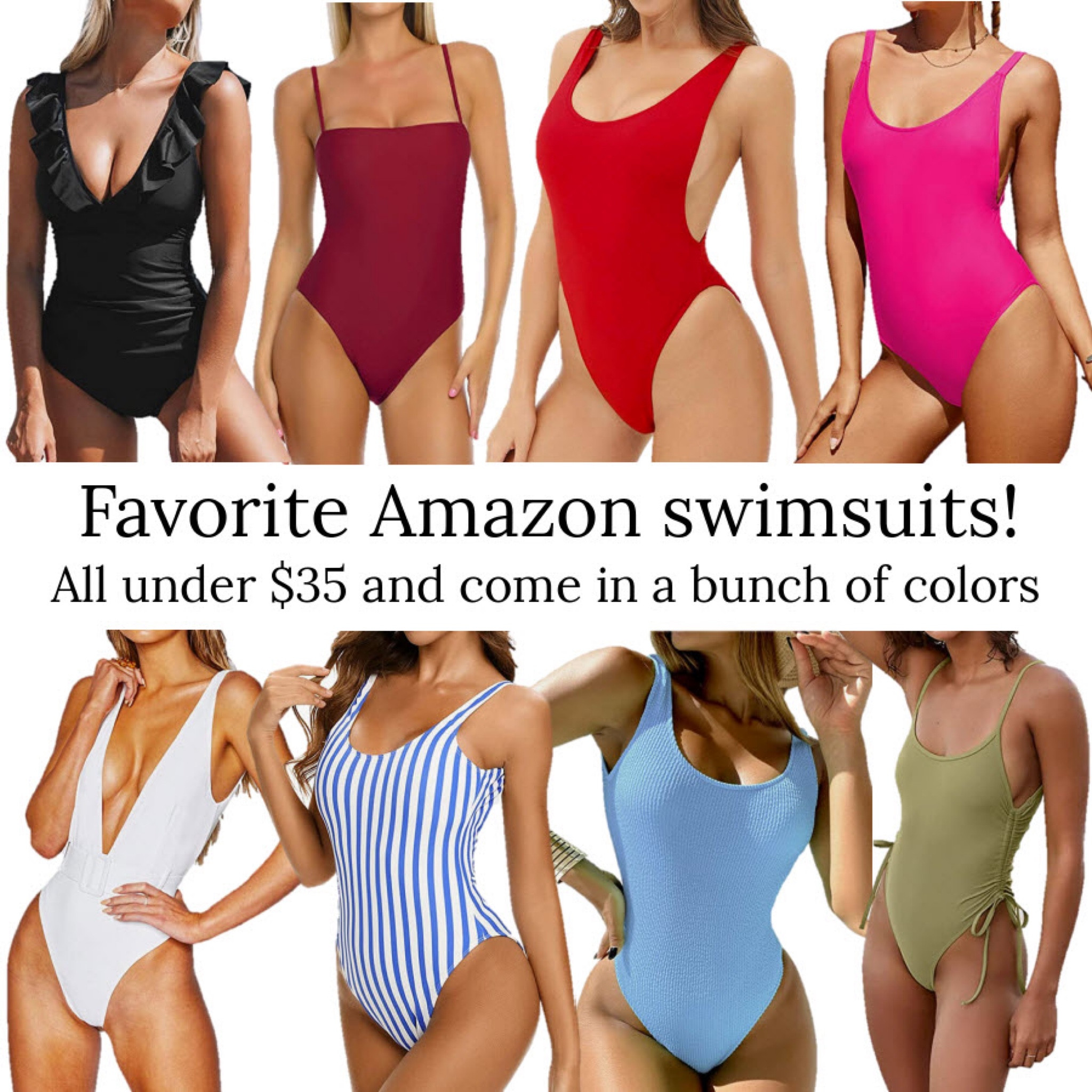 Favorite amazon one piece swimsuits! These all come in a bunch of different colors and are under $35
.
Amazon finds swimwear summer beach vacation spring break 

#LTKunder50 #LTKU #LTKswim