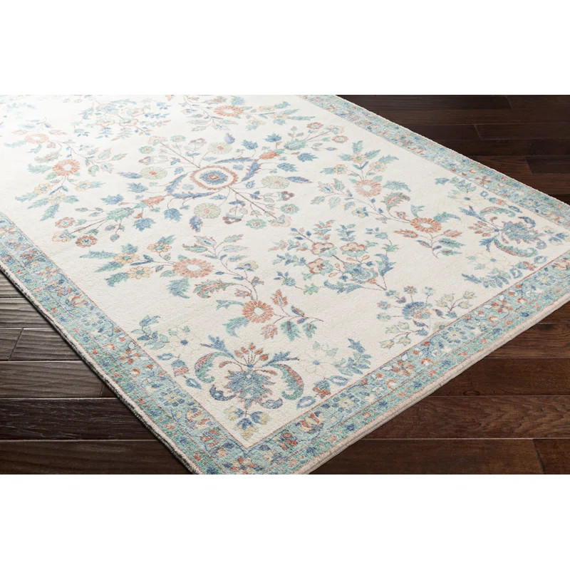 Berger Floral Machine Woven Area Rug in Cream/Burnt Orange/Blue/Sage/Wheat/Green | Wayfair North America