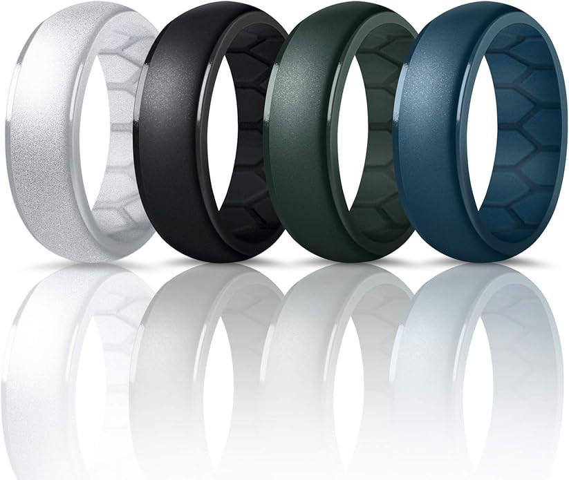 Forthee Silicone Wedding Ring for Men, Breathable Airflow Inner Curve, Mens' Rubber Wedding Engag... | Amazon (US)