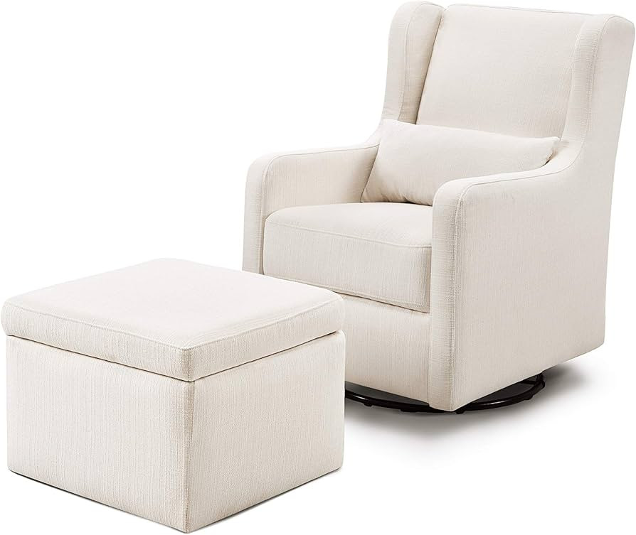 Carter's by DaVinci Adrian Swivel Glider with Storage Ottoman in Performance Cream Linen, Water R... | Amazon (US)