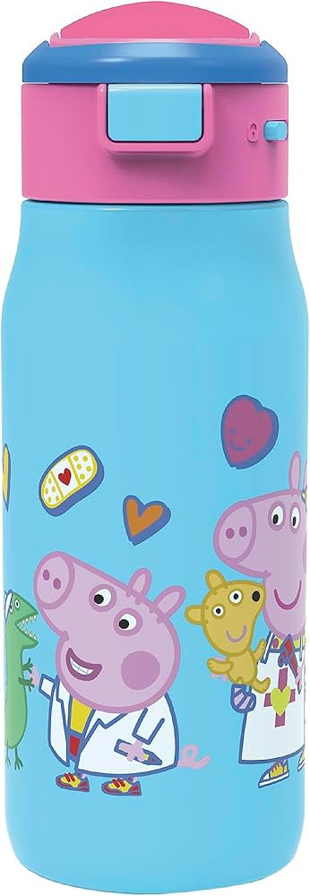 Zak Designs Peppa Pig Kids Water Bottle For School or Travel, 13.5oz Durable, Vacuum Insulated St... | Amazon (US)