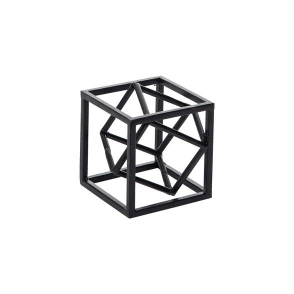 Black Modern Cube Metal Decorative Sculpture - Foreside Home & Garden | Target