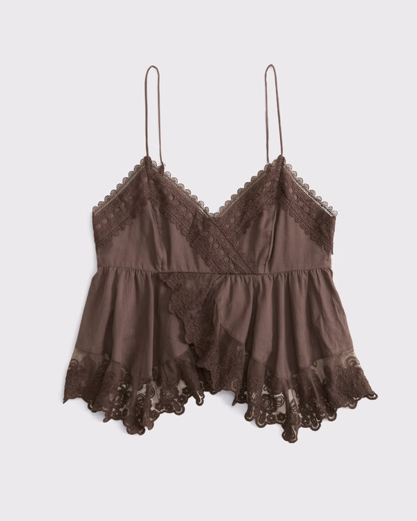 Babydoll Lace-Trim Cami | Abercrombie & Fitch (US)