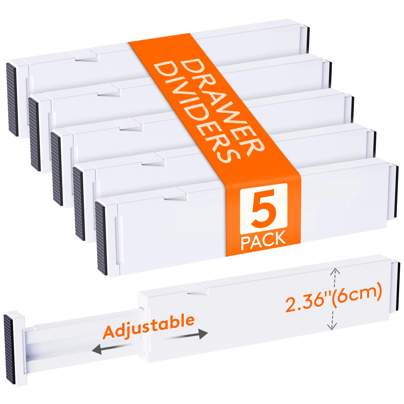 Drawer Dividers 2.36" High,11"-17" Adjustable Drawer Organizer,5 Pack | Wayfair North America