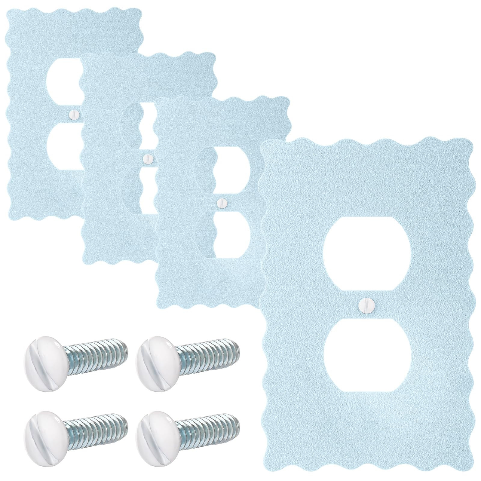 Relaxweex Scalloped Duplex Outlet Covers Wall Plate Room Decor Metal Cute Decorative Outlet Cover for Bedroom Home Decor(Blue) | Amazon (US)