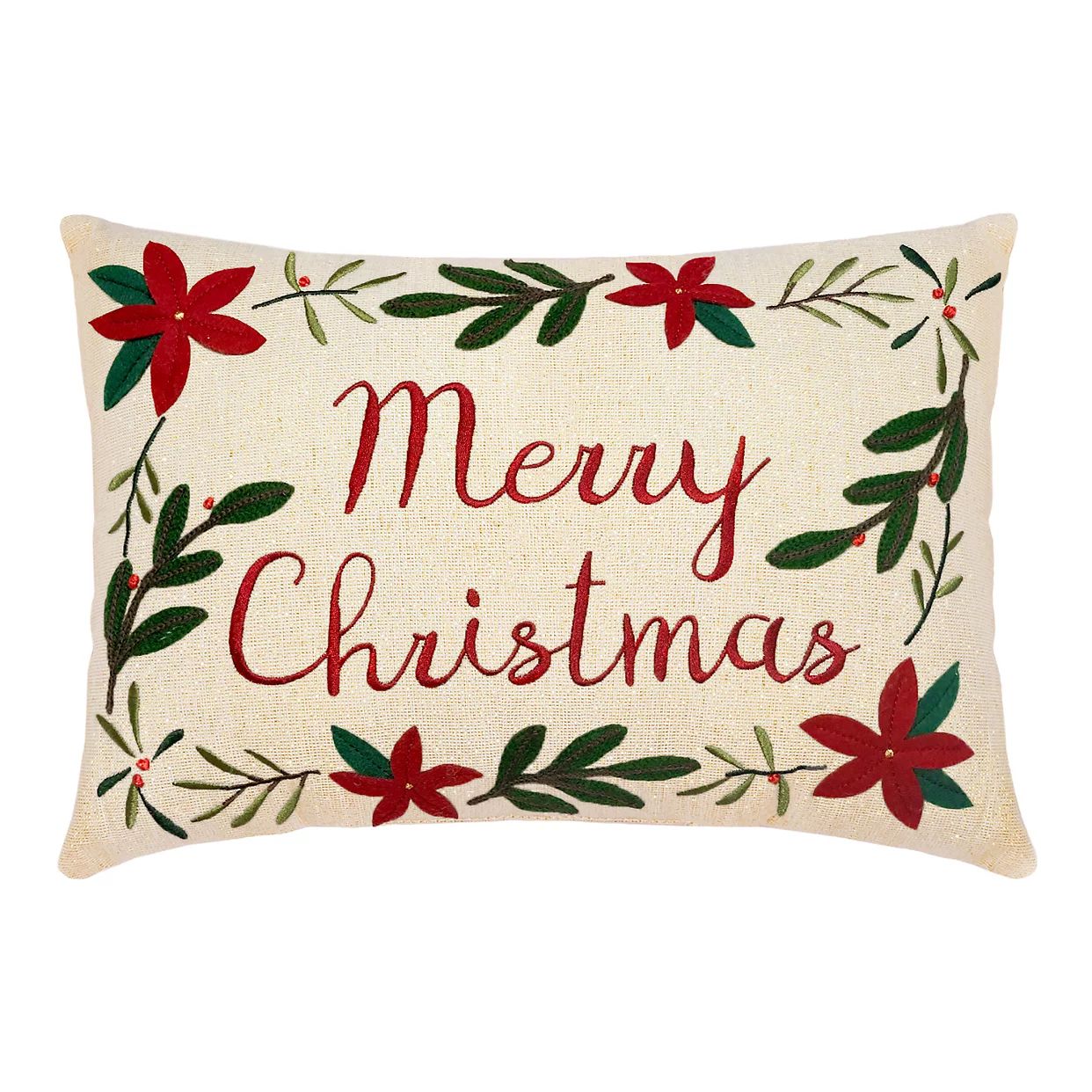St. Nicholas Square® Mini Linen Merry Christmas Floral Pillow | Kohl's