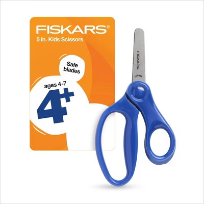 Fiskars Kid's Blunt Tip Scissors 5" - Blue: School Supplies, Left-Handed, Lifetime Warranty, Steel & Plastic | Target