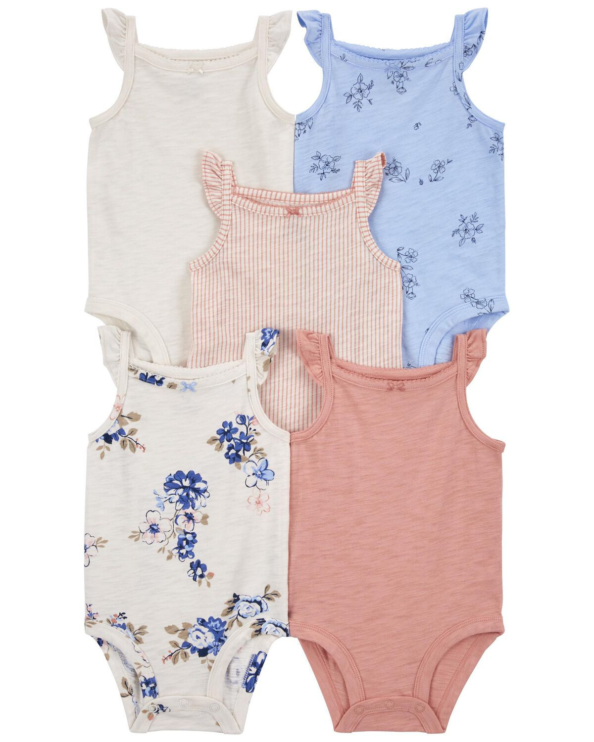 Baby 5-Pack Floral Flutter Bodysuits | Carter's