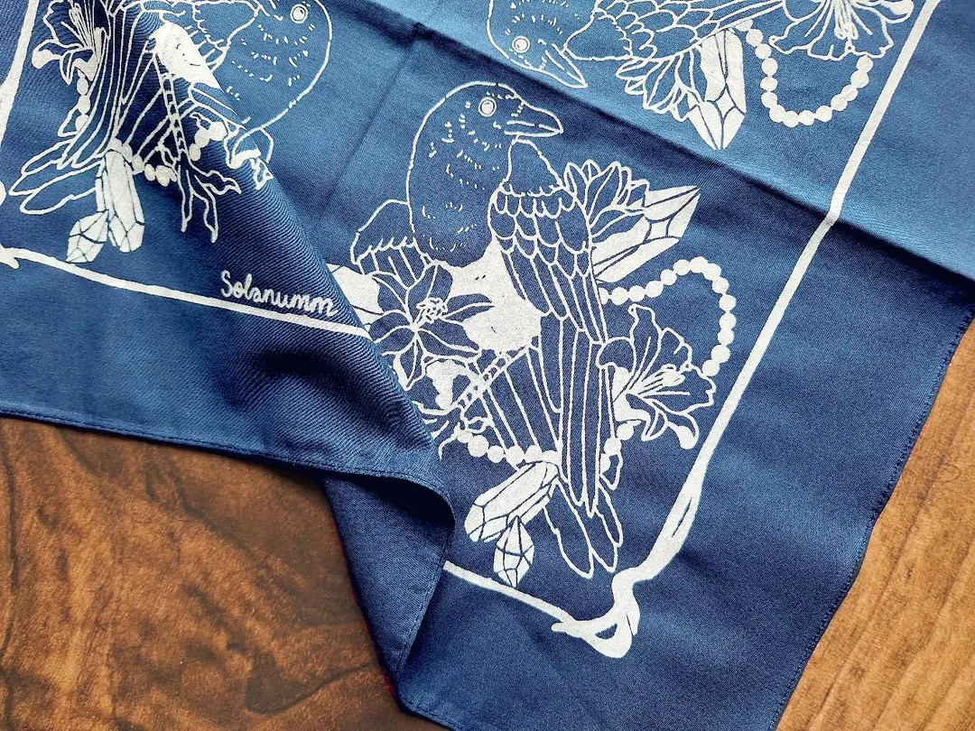 Magpie Bandana 100% Cotton screen Printed botanical Flower Hair Scarf tarot Altar Cloth boho Tape... | Etsy (US)