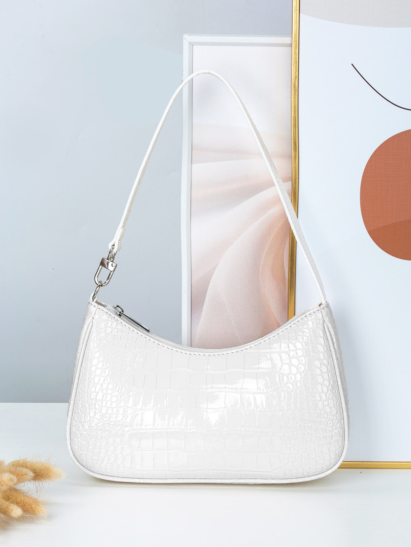Croc Embossed Baguette Bag | SHEIN