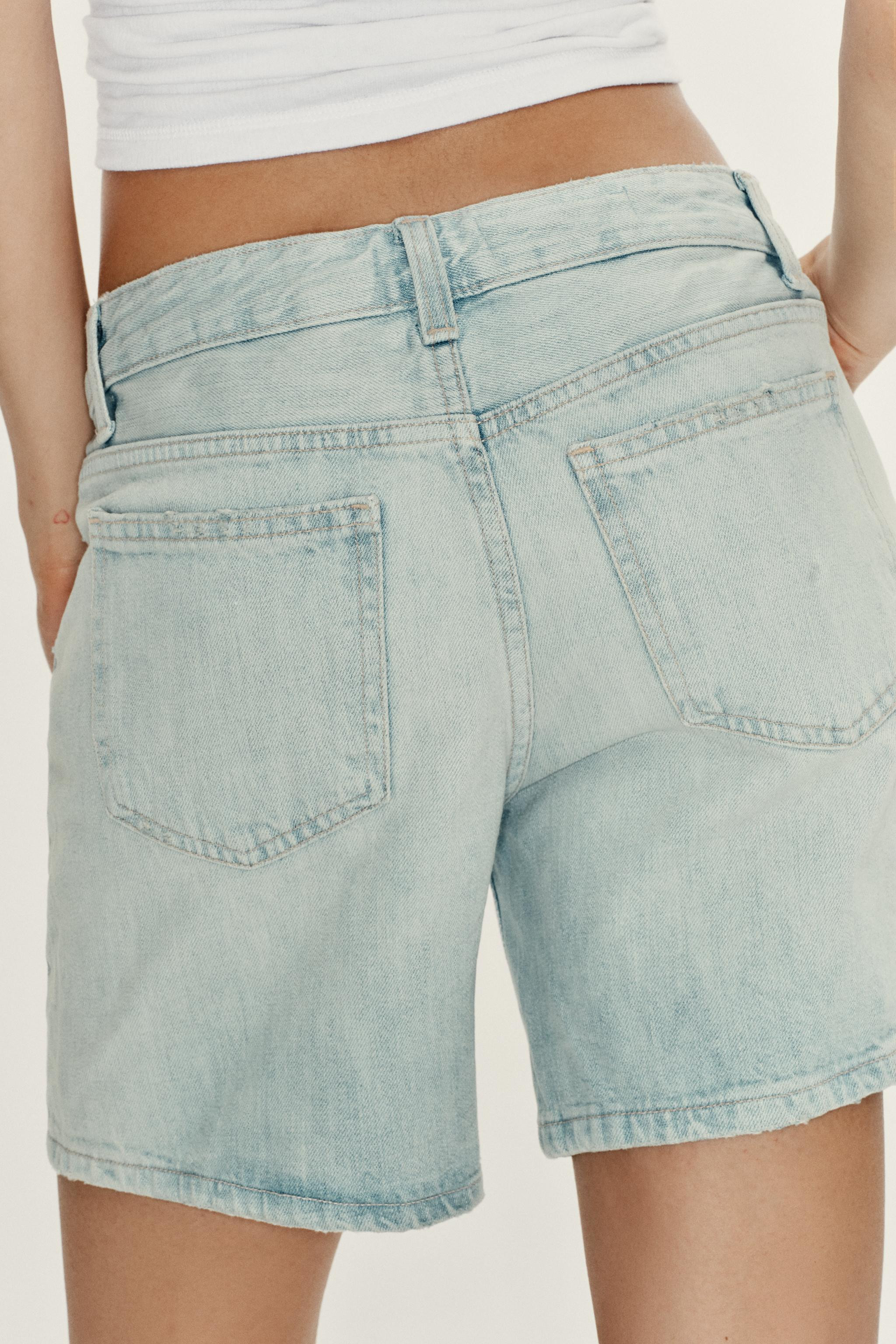 REGULAR FIT MID-WAIST DENIM BERMUDA SHORTS | Zara UK