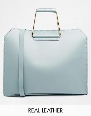 ASOS Leather Bag with Metal Handles - sage | Asos AU