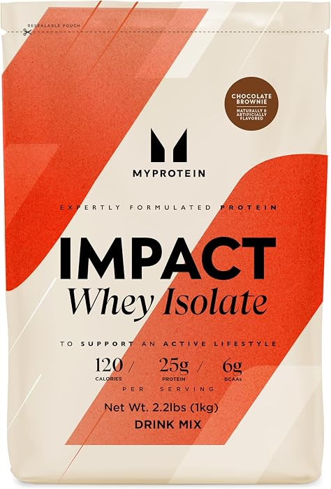 Myprotein Impact Whey Protein Isolate, 2.2 Lbs (30 Servings) Chocolate Brownie, 25g Protein & 6g ... | Amazon (US)