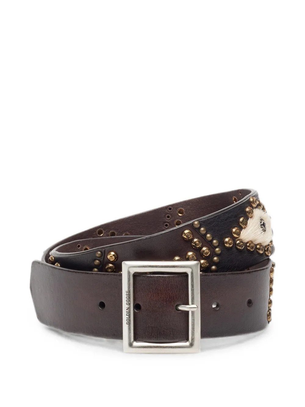 Sierra belt in mahogany leather with decorative studs | Farfetch Global