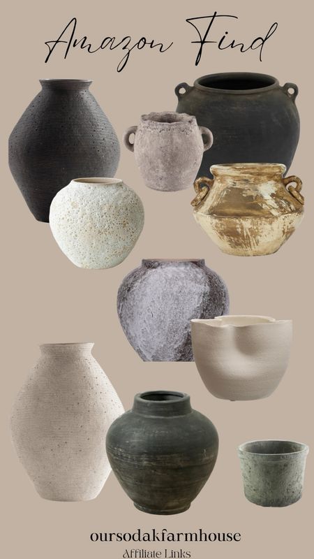 Large pots, vintage inspired pots, terracotta pots, large vases, textured vases, cement textured pots 

#LTKhome