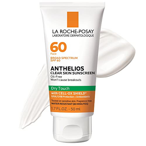 La Roche-Posay Anthelios Clear Skin Sunscreen Dry Touch SPF 60 | Oil Free Sunscreen For Face | Oi... | Amazon (US)