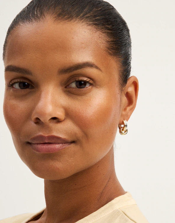 Mixed-Metal Double-Ring Huggie Hoop Earrings | Madewell