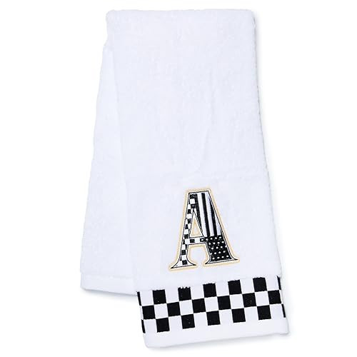 MACKENZIE-CHILDS Monogram Cotton Hand Towel, Cute Black-and-White Decorative Monogrammed Hand Towel for Bathroom or Kitchen, A | Amazon (US)