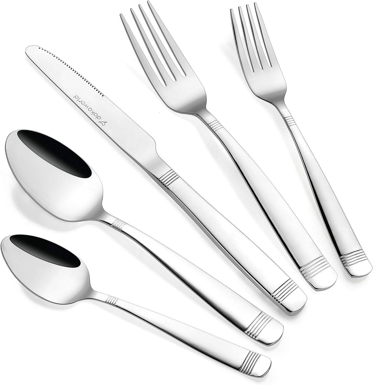 Stainless Steel Flatware - Silverware Set for 8 - 40 Piece Cutlery Set - 18/10 Flatware Set - Sil... | Amazon (US)