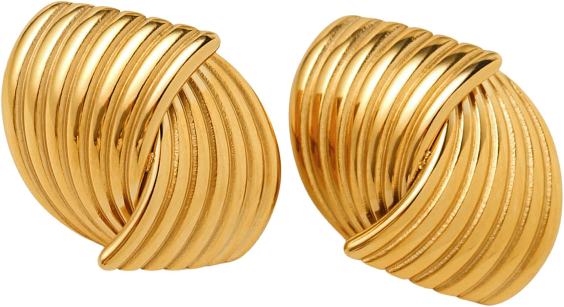 Gold Twist Detail Statement Earrings – Lightweight Modern Fashion Jewelry for Women | Amazon (US)
