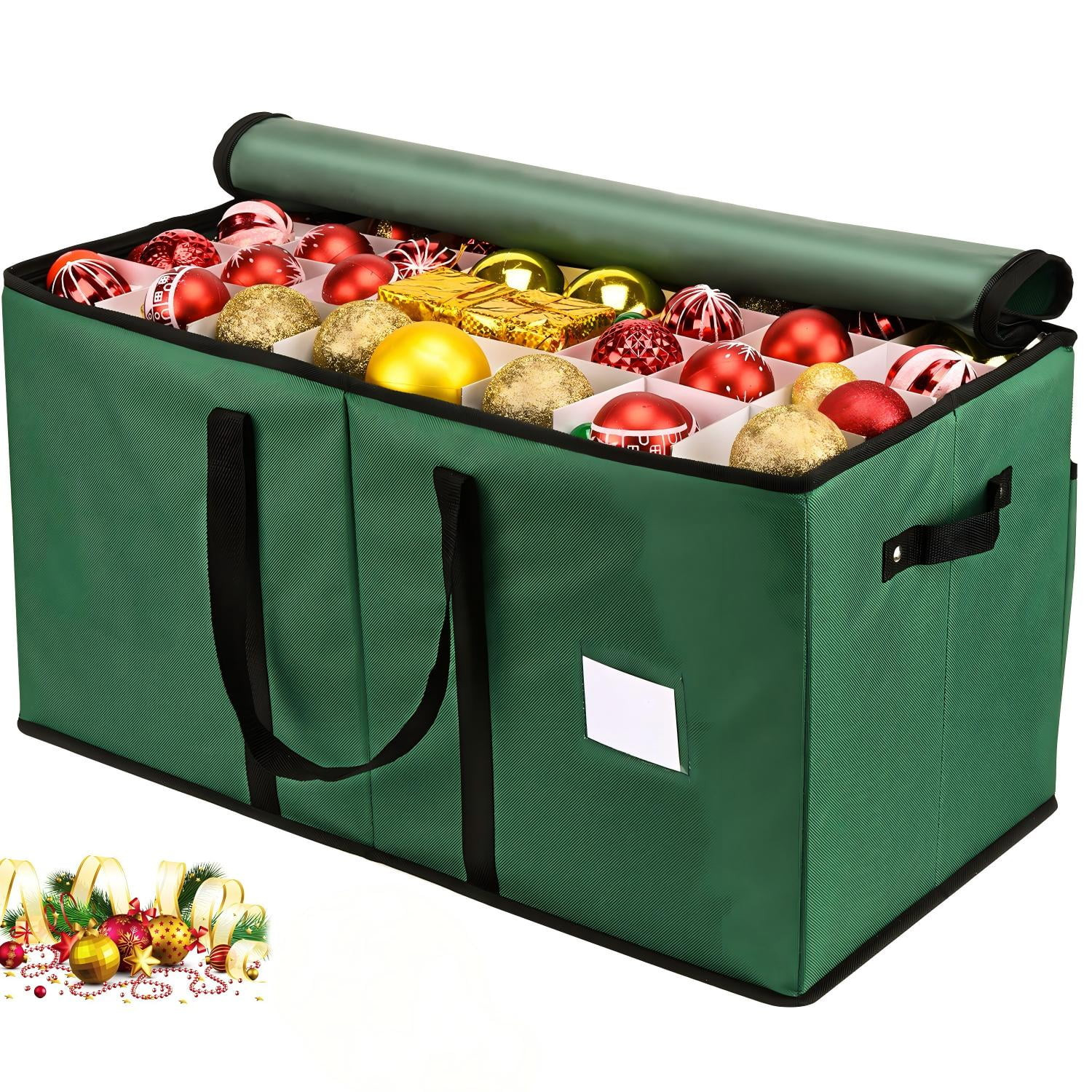 Christmas Ornament Storage Box with Adjustable Dividers for 128 3-inch Ornaments, Xmas Decoration... | Walmart (US)