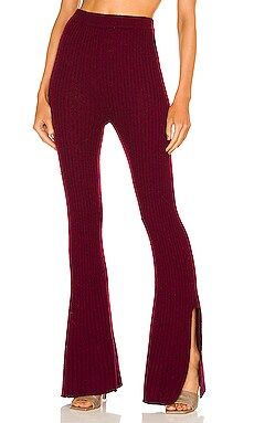 Something Navy Ribbed Knitted Flare Pants in Burgundy from Revolve.com | Revolve Clothing (Global)
