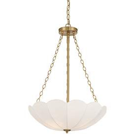 Possini Euro Amalthea 20" Wide Warm Gold and Silk Shade Pendant Light | Lamps Plus