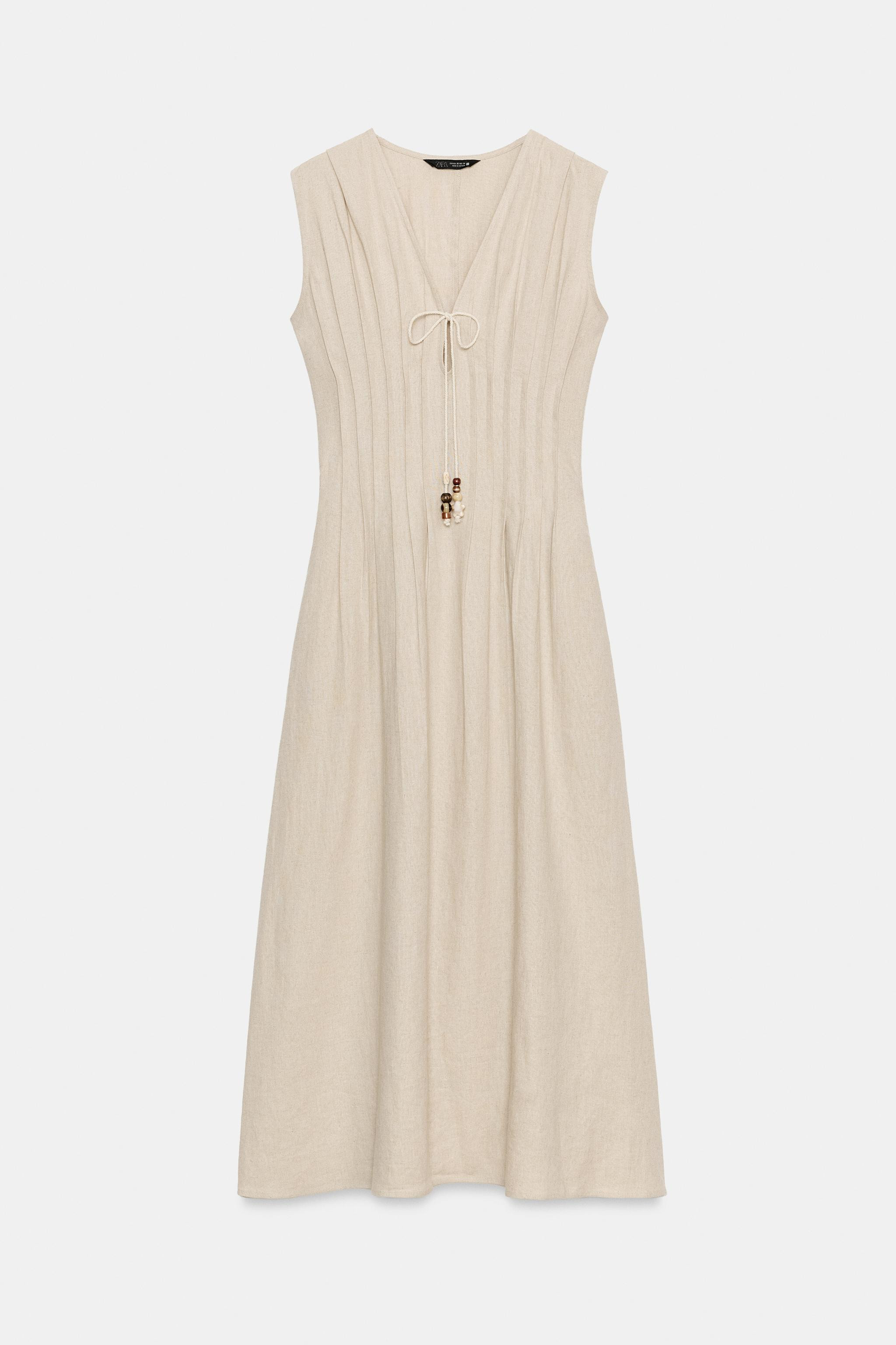 DRAWSTRING LINEN MIDI DRESS | Zara US