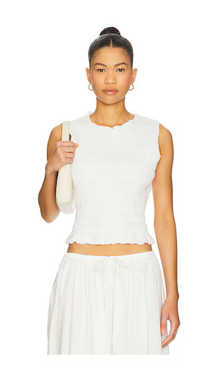 PISTOLA Phoebe Smocked Tank in White. - size S | Revolve Clothing (Global)