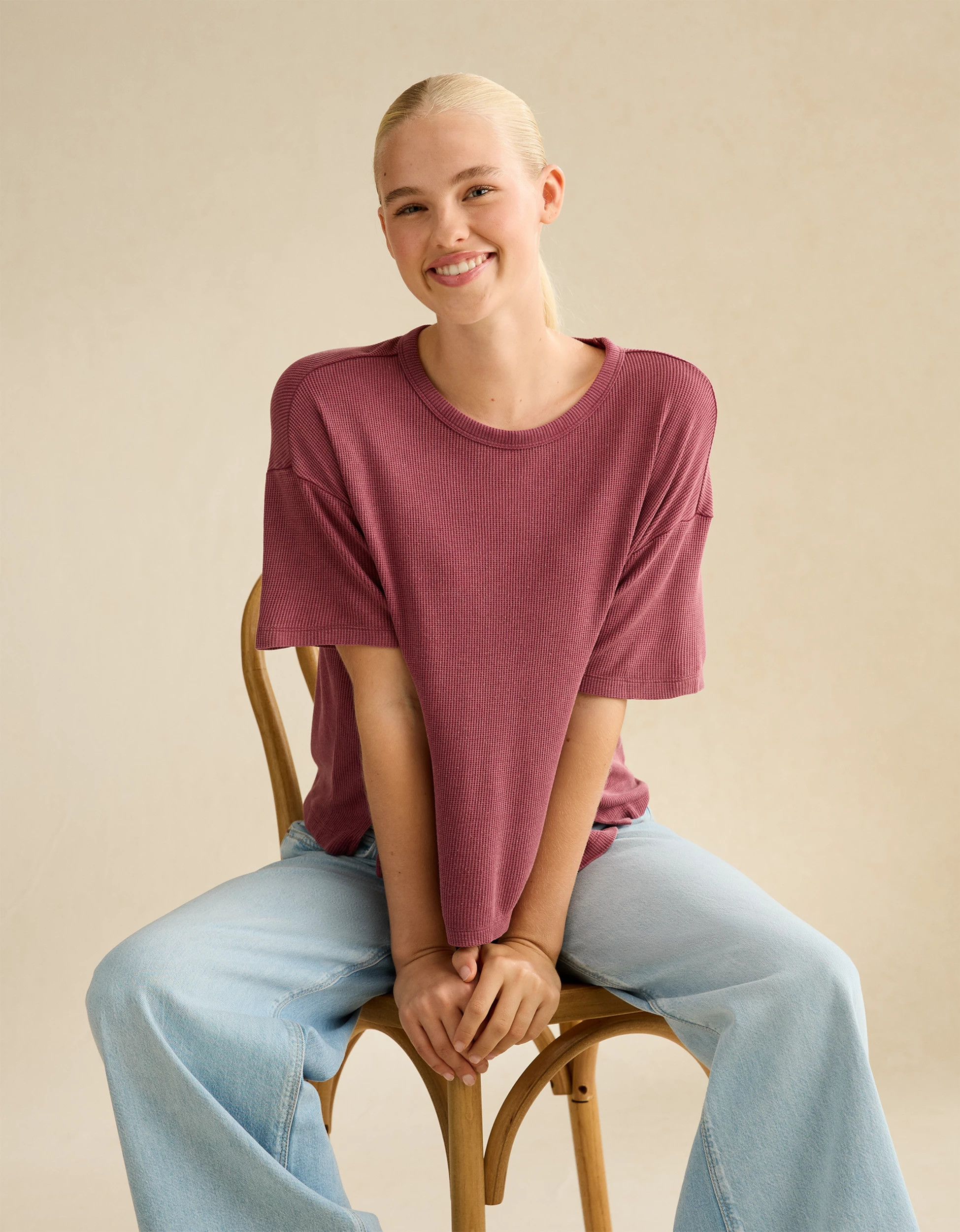 AE Soft & Sexy Waffle Crew Neck Tee | American Eagle Outfitters (US & CA)
