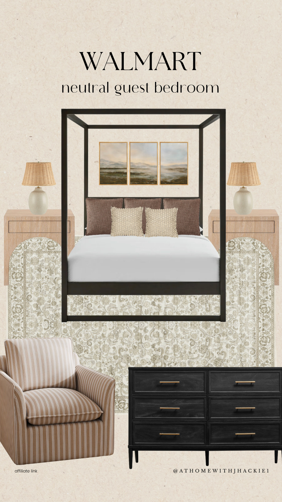 Neutral guest bedroom, walmart bedroom decor, guest room ideas, cozy neutral bedroom, modern guest bedroom, affordable bedroom furniture, neutral bedding ideas, black canopy bed, bedroom styling inspiration, layered bedding look, nightstand decor ideas, bedroom wall art neutral, cozy home decor ideas, guest bedroom essentials, warm neutral palette, walmart home finds bedroom 

 

#LTKHome
