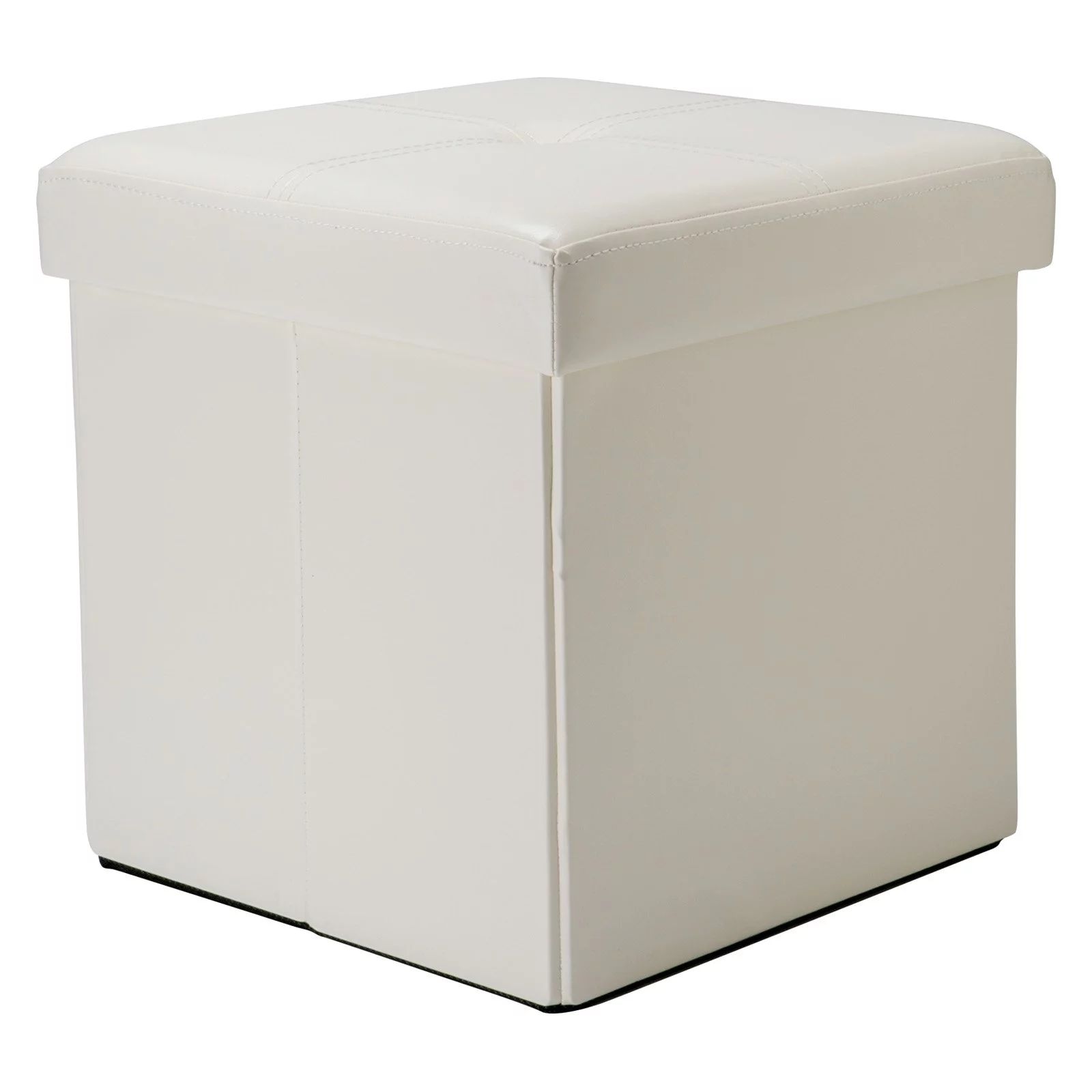 Simplify Faux Leather Folding Storage Ottoman Cube in Ivory | Walmart (US)