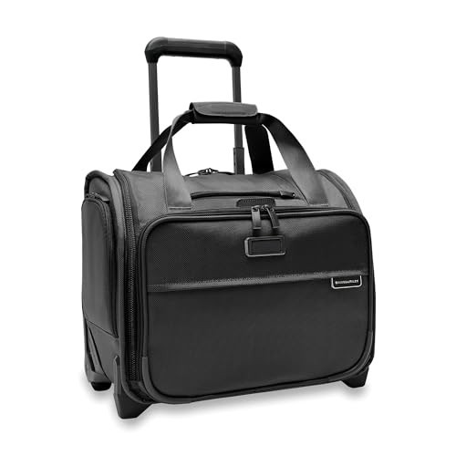 Briggs & Riley 2-Wheel Cabin Bag - Carry On Luggage for Travel, Suitcases with Wheels, Softside Rolling Bag for Men & Women, Interlocking Handle, Self-Repairing Zipper - Baseline Collection, Black | Amazon (US)