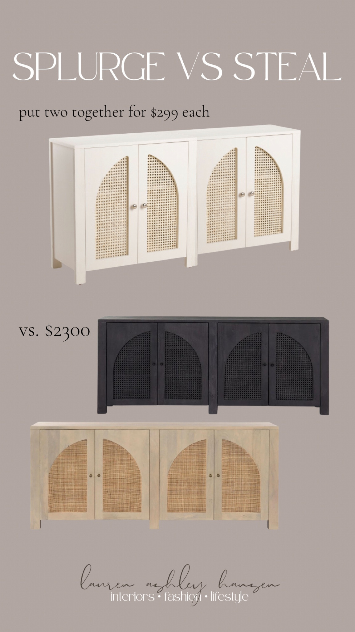 Splurge or save on this beautiful sideboard. Put two together to create the designer look! 

#LTKFind #LTKstyletip #LTKhome