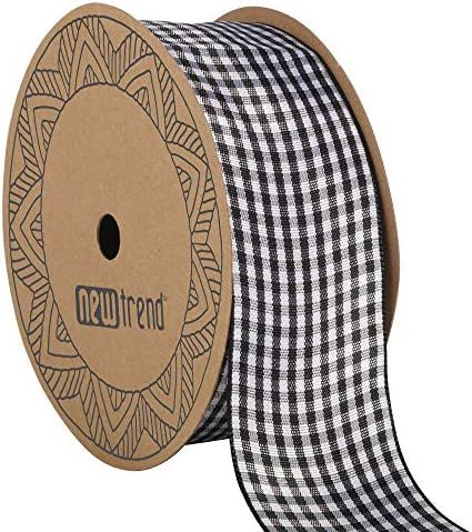 NOYI TRAXD Gingham Ribbon 25 Yard Each Roll 100% Polyester Woven Edge (1 1/2-Inch, Black) | Amazon (US)
