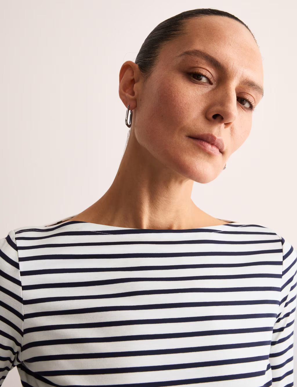 Pure Mercerised Cotton Striped Boat Neck Top | Marks & Spencer (UK)