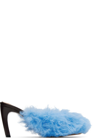 Blue Furry Heels | SSENSE